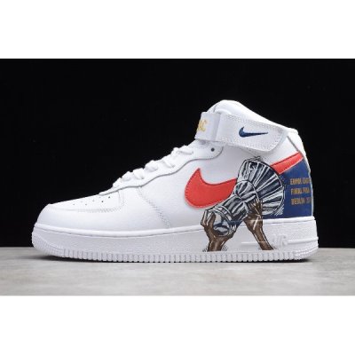 Nike Air Force 1 Mid Beyaz / Mavi Kaykay Ayakkabı Türkiye - DYLA2RNO